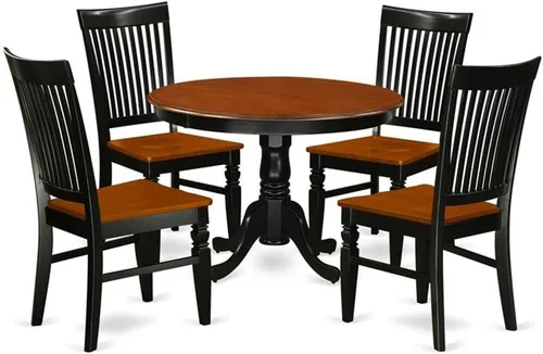 Vista 8 de East West Furniture HLWE3-BCH-W Juego de comedor, 3 piezas