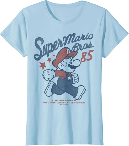 Vista 27 de Nintendo Super Mario Brothers '85 Vintage Stars - Camiseta Gris Oscuro
