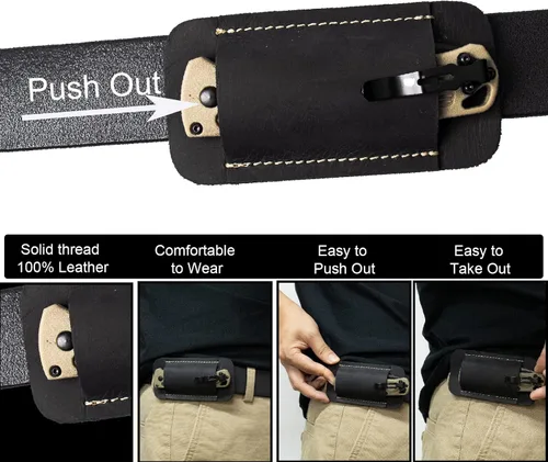 Vista 4 de Topstache Funda para Cuchillo, Funda de Cuchillo Hecha a Mano, Funda de Cuero de Transporte Horizontal para Cinturón, Organizador de Bolsillo EDC
