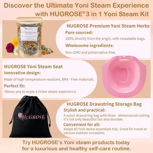 Vista 2 de Vaporizador Yoni 3 en 1 para mujer, kit de vapor Yoni con mezcla de hierbas de 11 exquisitas hierbas, asiento de vapor Yoni y bolsa de nailon