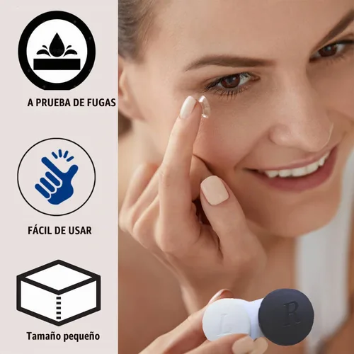 Vista 7 de Paquete de 4 Estuches para Lentes de Contacto a Granel Caja Contenedor de Remojo y Almacenamiento (Negro)