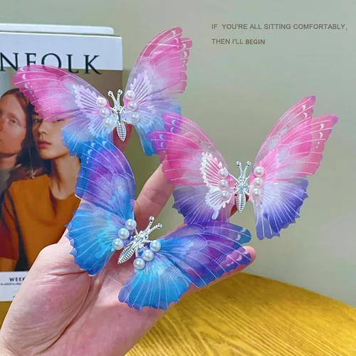Vista 8 de 6 pinzas grandes de mariposa para el cabello para niñas y mujeres, grandes antideslizantes y fuertes pinzas de metal para el cabello, pinzas