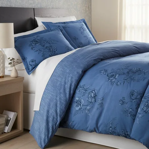 Vista 40 de Southshore Fine Living, Inc. Juego de edredón costero individual XL, edredón de plumón alternativo a rayas azules, tamaño individual XL con funda