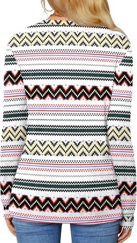 Vista 3 de BISHUIGE Camisetas de manga larga con botones para mujer, túnica Henley con cuello en V, sudadera casual