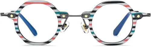 Vista 5 de FONEX Gafas de titanio con montura de acetato para hombre, 2022, nuevas gafas de polígono retro para mujer, gafas ópticas F85740