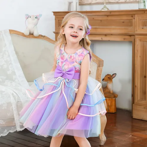 Vista 4 de NNJXD Vestido de niña de las flores para niños con volantes vestidos de novia de fiesta de encaje