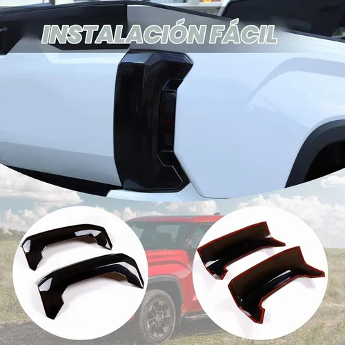 Vista 8 de Cubierta de Luz Trasera Carcasa de Lámpara Trasera Protector de Pantalla Marco de Moldura Compatible con Toyota Tundra 2022 2023 2024 2025, ABS