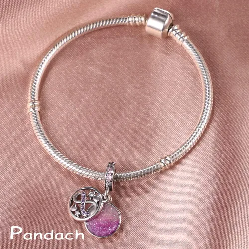 Vista 2 de Pandach Dijes de plata de ley 925 para pulseras y collares, colgantes de mariposa y auriculares, dijes de trébol, joyería de regalo para mujeres
