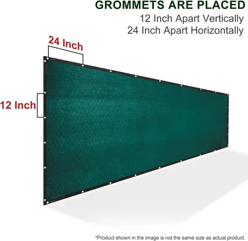 Vista 2 de Pantalla de Privacidad Verde de Tamaño Personalizado de 6' x 1', Cubierta de Valla, Malla de Cercado Resistente con Brida de Plástico para Terraza