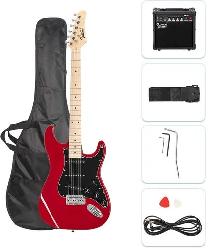 Vista 15 de GLARRY Guitarra eléctrica de tamaño completo para principiantes amantes de la música con amplificador de 20 W y paquete de accesorios para guitarra