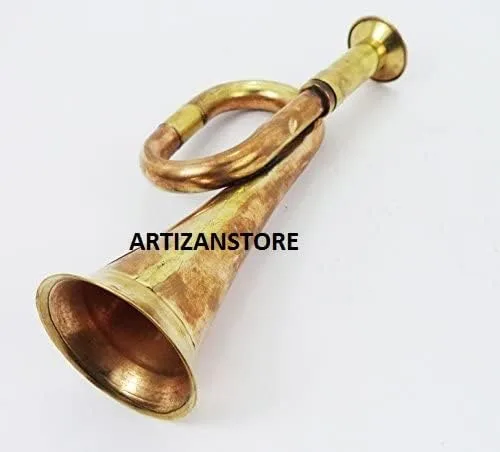 Vista 4 de Militar Ejército Chino Latón y Cobre Soplando Bugle Ataque Guerra Comando Señal Cuerno 6 Pulgadas