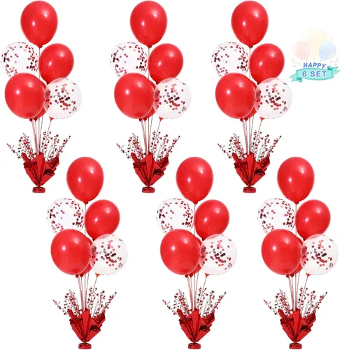 Vista 11 de 2 Juego de Globos de Mesa Negros con Spray de Aluminio para Centro de Mesa con Globos Negros y de Confeti, Kit de Soporte para Decoración de Mesa
