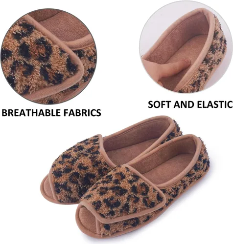 Vista 3 de Git-up -Pantuflas para mujer con diabetes/artritis/edema, cierre ajustable, espuma viscoelástica, punta abierta, extra ancha