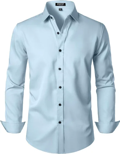 Vista 25 de JEMITOP Mens Stretch Wrinkle Free Dress Shirts Naranja quemado