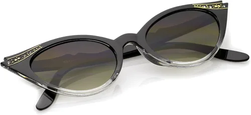 Vista 2 de zeroUV Gafas de sol vintage de los años 50 para mujer con diseño UV400 adornadas con diamantes de imitación Pinup Girl y accesorios Rockabilly