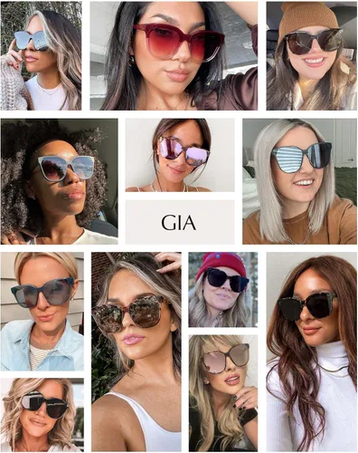 Vista 2 de DIFF Gafas de sol Gia de diseñador de gran tamaño para mujer, 100% UVAUVB, marcos de tortuga