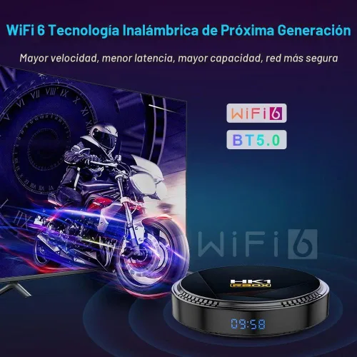 Vista 5 de HK1 Android TV Box 2026, Android 12.0 TV Box con 8K Decodificación 4GB RAM 32GB ROM Allwinner H618 Quad-Core, 2.4GHz/5.0GHz WiFi6 Bluetooth 4.0+