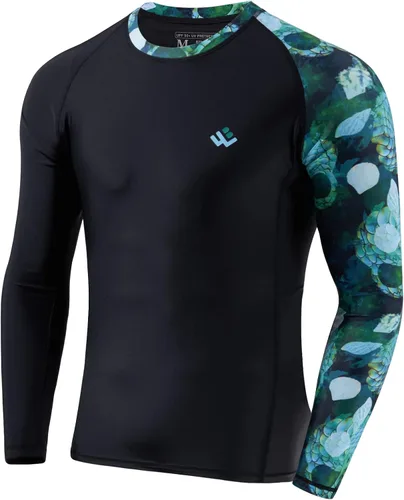 Vista 6 de Camiseta de compresión UPF 50+ para hombre, manga larga, protección solar UV, secado rápido, ajuste de rendimiento