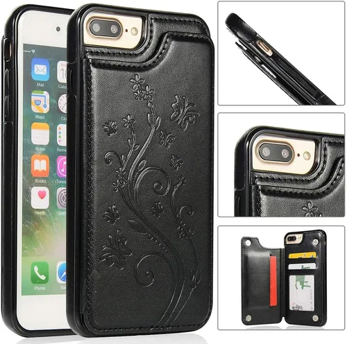 Vista 3 de Funda de teléfono para iPhone 7plus 8plus 7/8 Plus con protector de pantalla de vidrio templado y tarjetero para tarjetero, accesorios de cuero