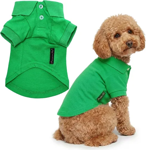 Vista 46 de Camisas Polo Parisian Pet - Camisa de Algodón Transpirable para Perros - Azul Sólido, Ropa de Verano con Capucha - Cuello con Botón para Perros