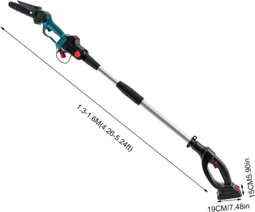 Vista 2 de Mini motosierra inalámbrica 2 en 1, motosierra inalámbrica con 2 baterías, motosierra eléctrica pequeña con barra de extensión, motosierra