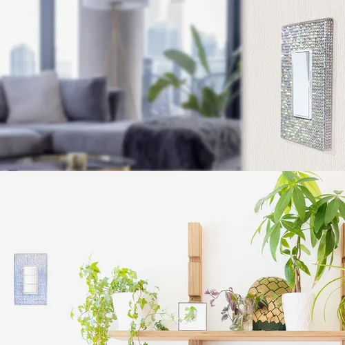 Vista 4 de NEU Decoración sin tornillos, con diamantes de imitación brillantes, cubierta de salida de 1 banda para interruptor de luz, sensor, GFCI