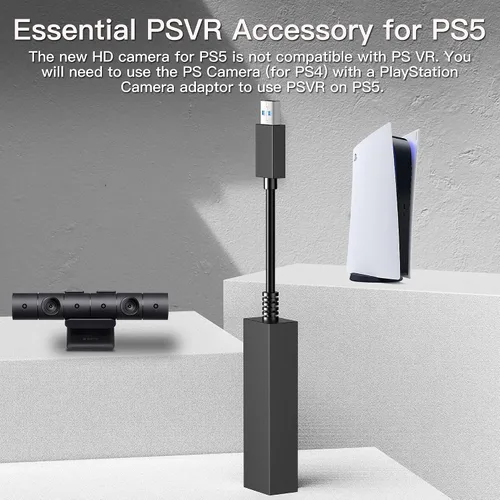 Vista 2 de MOSAHOLL Adaptador de cámara PS4 para consola PS5, PS VR compatible con PS4, accesorio convertidor PS VR
