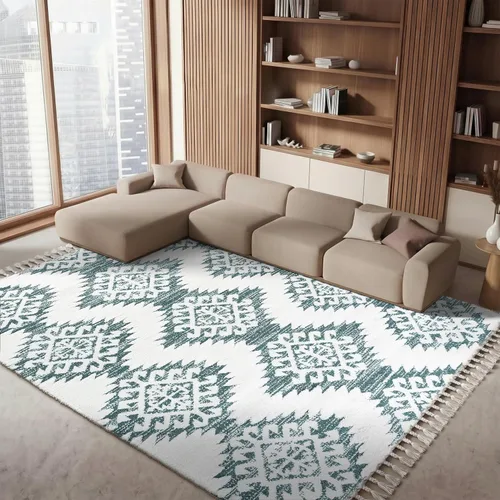 Vista 41 de SAFAVIEH - Alfombra de acento de la colección de borlas marroquíes Shag - 2'3" x 4', marfil y marrón, estilo bohemio, no suelta pelo y de fácil