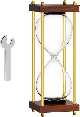 Vista 10 de Reloj de arena de arena de 30 minutos: reloj de arena de madera pequeño, reloj de arena, reloj de arena de oro antiguo 30 minutos, reloj de arena