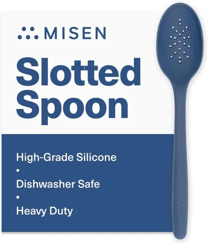 Vista 10 de Misen Cuchara ranurada de silicona, apta para lavavajillas, cuchara perforada de grado profesional, agarre cómodo, antiadherente, segura para calor