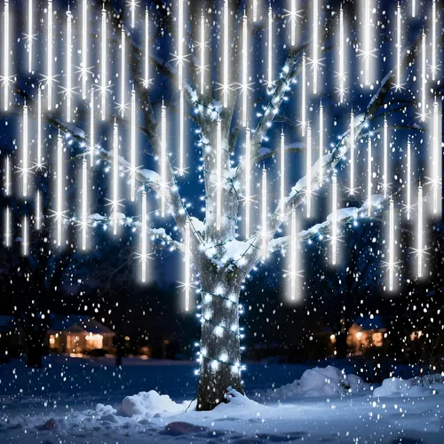 Vista 12 de EAGWELL Luces de lluvia navideñas para exteriores de 12 pulgadas, 10 tubos