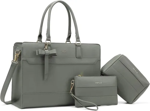 Vista 7 de Keyli 3 unids bolsa para laptop para mujer, 15.6 pulgadas, cuero trabajo, trabajo, oficina, oficina, maletín de hombro
