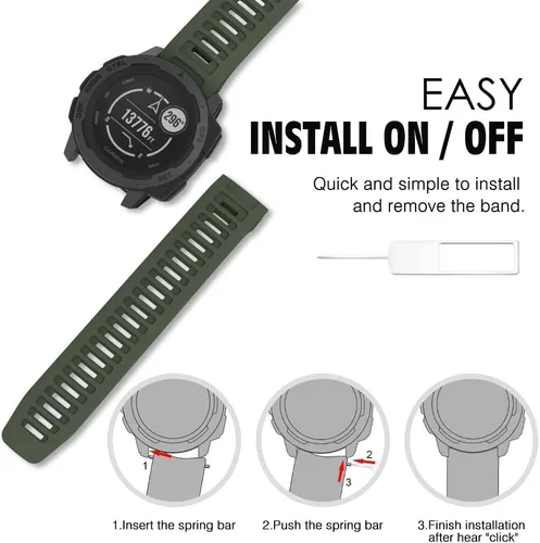 Vista 7 de MoKo Correa Compatible con Garmin Instinct/Instinct Solar/Tactical/Instinct 2 GPS Smartwatch, 22mm Correa de Reloj de Repuesto Deportiva de Silicona