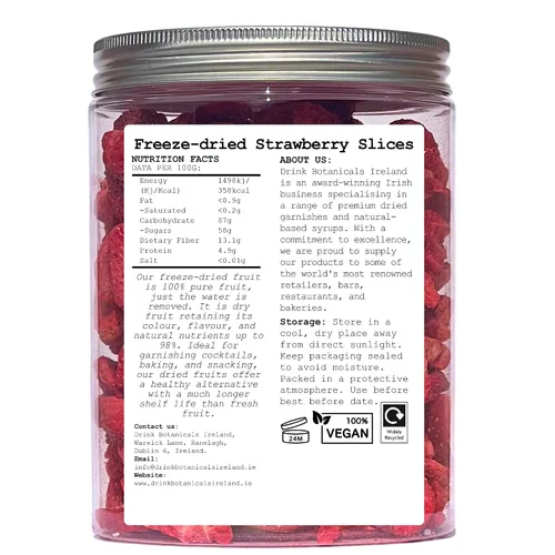 Vista 2 de Fresas liofilizadas Rebanadas de fresa secas, más de 200 rebanadas 100% natural Sin gluten Para adornar cócteles, decoración de pasteles