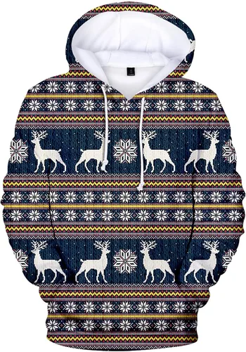 Vista 2 de Novelty Hoodies for Women Christmas Funny Unisex Pullover Fashion Long Sleeve Comfy Fleece Tops Holiday Shirts Top
