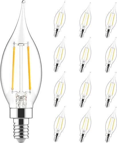Vista 8 de Sigalux Bombilla de candelabro E12 equivalente a 40 vatios, bombillas LED regulables de 5000 K, luz blanca diurna CA10, bombilla LED E12
