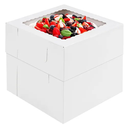 Vista 8 de Moretoes 10 cajas para pasteles de 8x8x8 pulgadas con ventana, cajas blancas para postres de panadería, Cajas Pasteles para pastel, Día de San