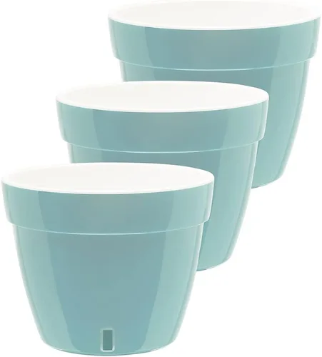 Vista 11 de Gardenera ASTI - Maceta de autoriego de 7.1 pulgadas en color negro-dorado/negro, maceta moderna con indicador de nivel de agua para todas