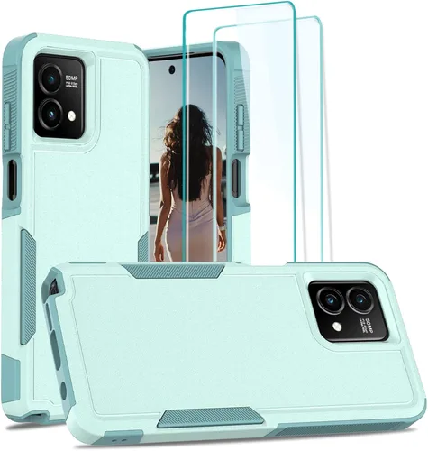 Vista 9 de Jeylly para Moto G Stylus 5G 2021 Funda con [2 Pack] Protector de Pantalla de Vidrio Templado, Protección Grado Militar Anti-Arañazos, Funda A