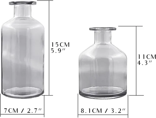 Vista 6 de WDHODEC Juego de 8 jarrones de cristal transparente, pequeños jarrones para flores, mini jarrón de vidrio surtido para bodas rústicas, arreglos