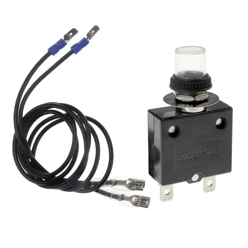 Vista 2 de 2 piezas de disyuntor térmico de 3 A, disyuntor de protector térmico de sobrecarga con botón de reinicio manual 32V DC 125/250V AC 3A con cables