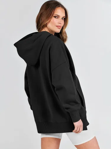 Vista 6 de ANRABESS Sudaderas con capucha de gran tamaño para mujer, sudadera de forro polar 2024, trajes de moda para adolescentes y niñas