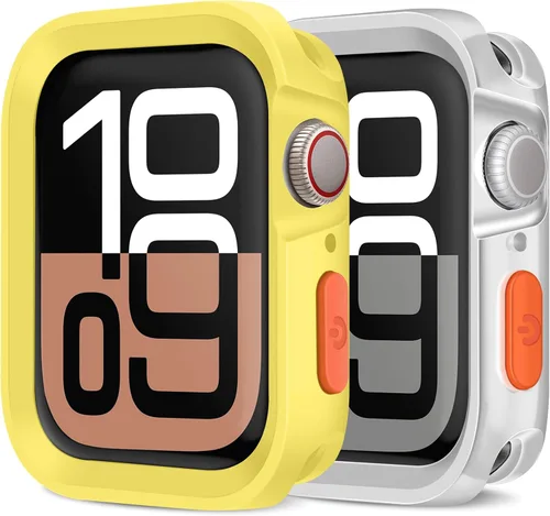 Vista 29 de Amizee 2 Pack Estuche Resistente Compatible con Apple Watch Serie 9/8/7 41mm SE 3/2/1 Serie 6/5/4 40mm, Funda Protectora Amortiguadora de TPU Blanda