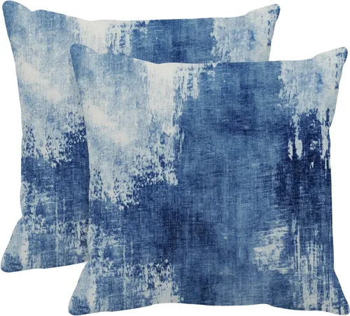 Vista 15 de Britimes Fundas de almohada modernas para decoración del hogar, 16 x 16 pulgadas, juego de 2 fundas de almohada de pintura al óleo abstracta
