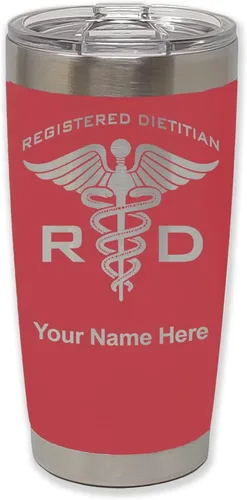Vista 22 de LaserGram Vaso aislado al vacío de 20 onzas, dietista registrado RD, grabado personalizado incluido (negro)