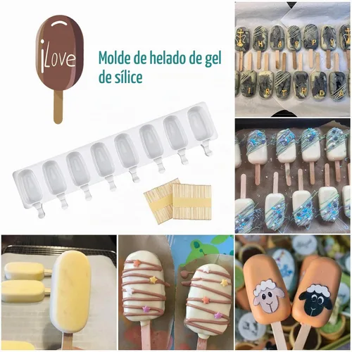 Vista 8 de Molde de silicona reutilizable de grado alimenticio para helados congelados, dulces, postres, moldes para tartas de helado, moldes de chocolate 3D 1