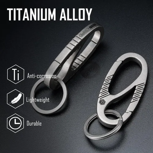 Vista 7 de KeyUnity Clip de llavero de mosquetón de titanio, doble puerta de liberación rápida EDC llavero organizador para hombres y mujeres
