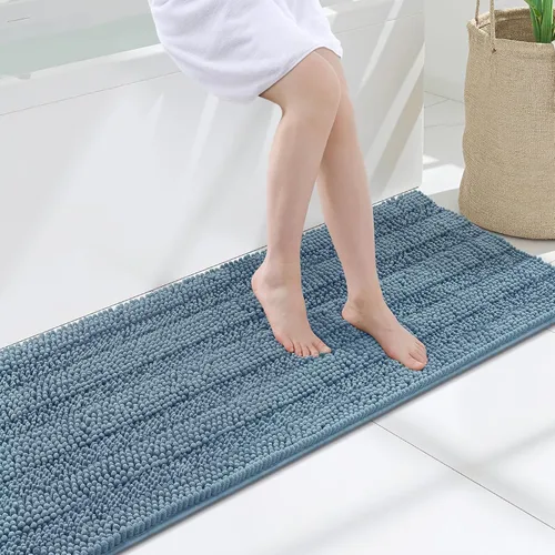 Vista 67 de Grandaily Alfombras de baño de felpilla a rayas de 24 x 16 pulgadas, extra gruesas y suaves, absorbentes, parte trasera de goma, alfombra de ducha