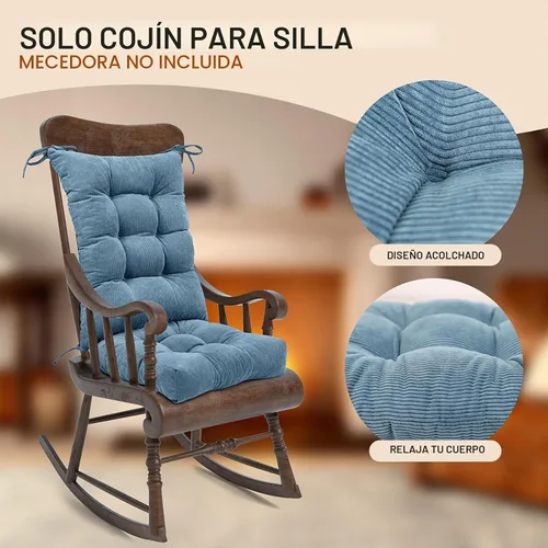 Vista 3 de Lokex Cojín para silla mecedora, acolchado para interiores, 28 x 18/18 x 18