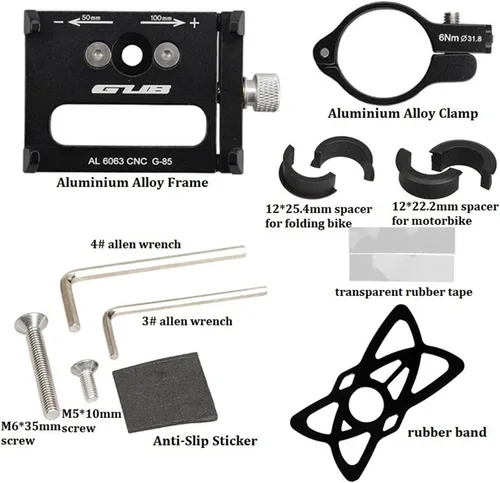 Vista 6 de GUB Soporte universal para teléfono, ajustable, compatible con iPhone 8 Plus y otros teléfonos inteligentes, color negro con banda